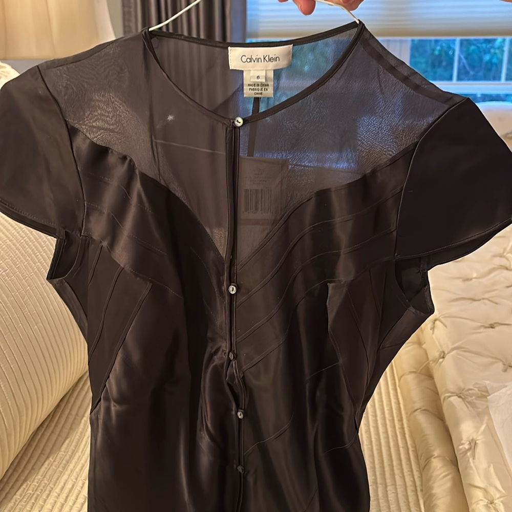 Women’s Vintage Calvin Klein Blouse, 100% Silk, Size 6